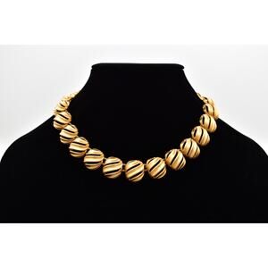 Anne Klein Vintage Collar Necklace Chunky Brushed Gold Heavy Signed 1980s BinK